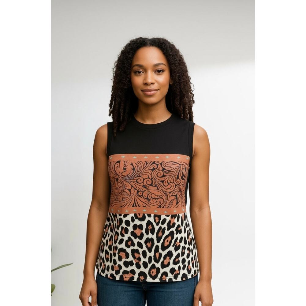 Leopard Multi Color-block T-shirt
